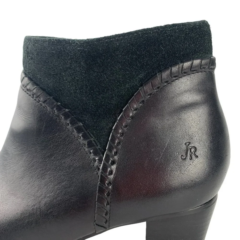JACK‎ ROGERS Chandler Black Leather Whipstitch Zip Booties